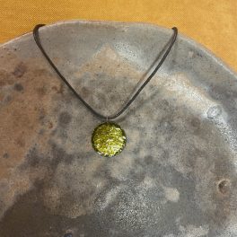 Nyaklánc kör medállal - 30 mm, zöld