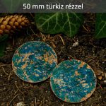 Kör fülbevaló - 50 mm, réz és türkiz